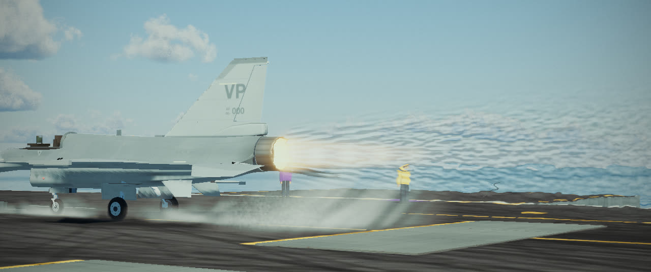 The first version from the side: a long yellow-white flame and frosted haze