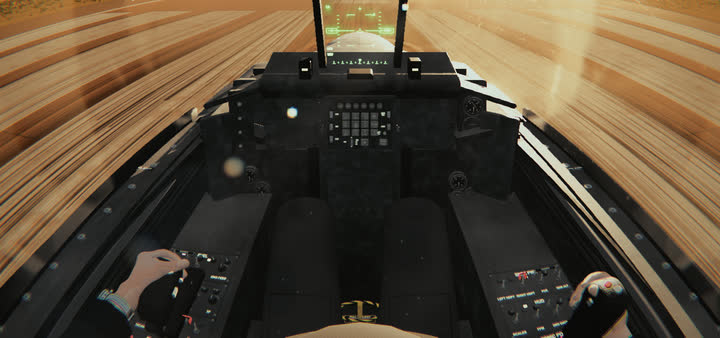 The pilot's knees and hands from the GoPro, in the selected outfit